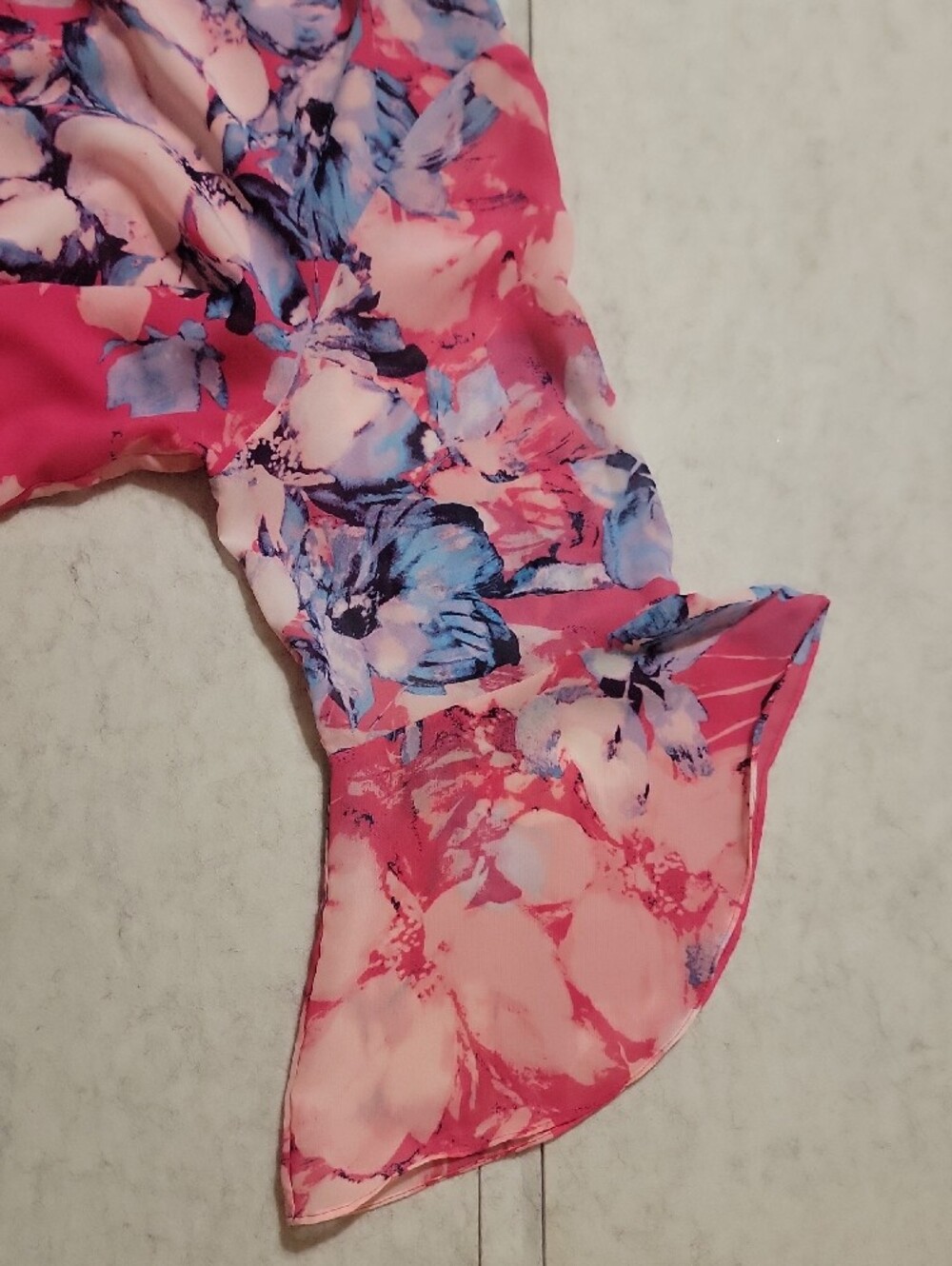 Kasper XL Pink Floral Chiffon Flounce Ruffle Sleeve Blouse Top - Picture 14 of 14